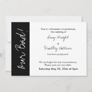 Carte de mariage reporté 'Bloc noir et blanc, c'es