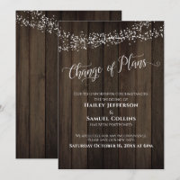Carte de mariage reporté Changement de plans Lumiè