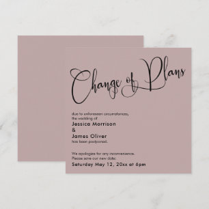 Carte de Mariage reportée par le Rose Dusty Change