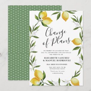 carte de mariage retardé au feuillage de citron ch