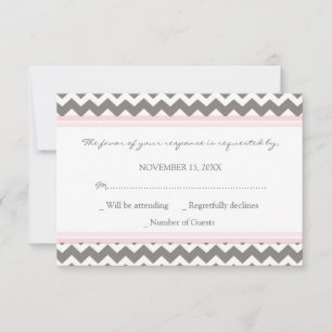 Carte de mariage rose grise de Chevron RSVP