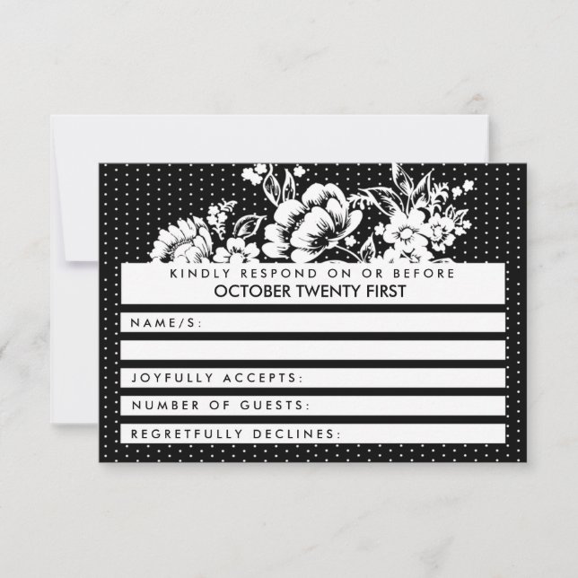 Carte de Mariage RSVP Pois de mode de blocage des  (Devant)