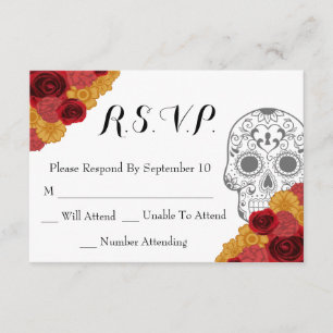 Carte de Mariage RSVP pour le Jour des Morts Dia L