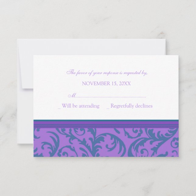 Carte de Mariage RSVP turquoise et violet (Devant)