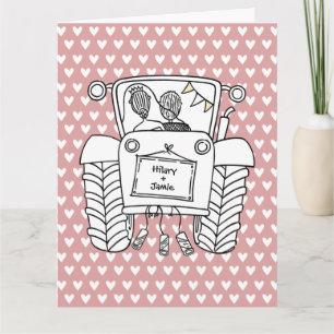Carte de mariage rustique de pays de tracteur pers