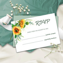 Carte de mariage rustique RSVP Tournesol