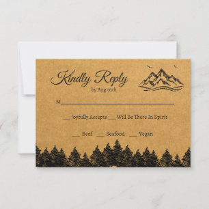 Carte de Mariage Rustique Woodsy RSVP
