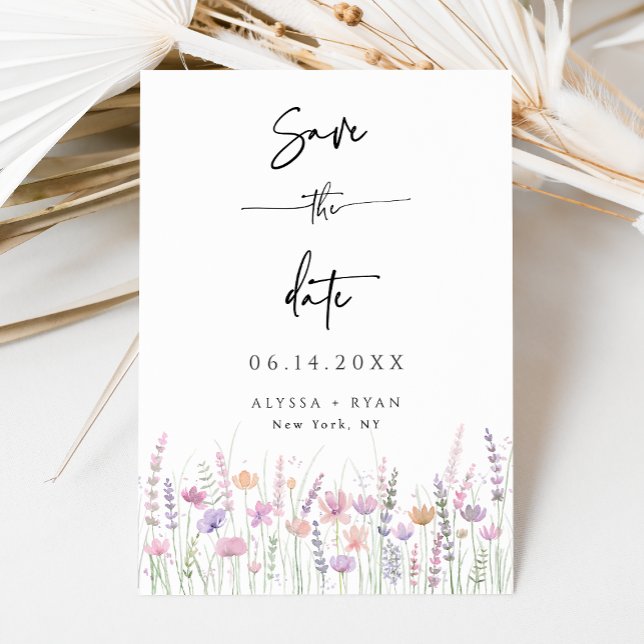 Carte de mariage "Save the Date" aux fleurs sauvag (Créateur téléchargé)