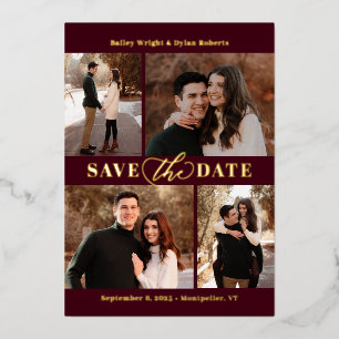 Carte de mariage "Save The Date" en collage raffin