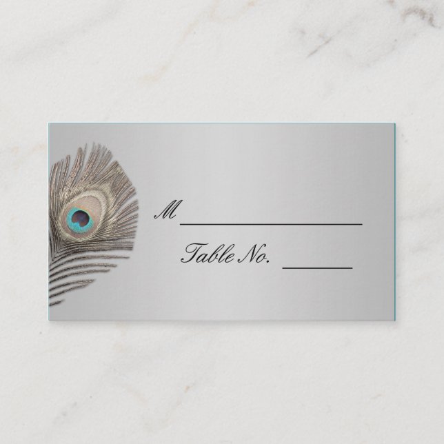 Carte de Mariage Silver Elegance Peacock (Devant)