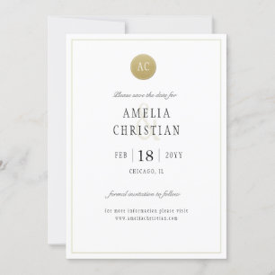 Carte de mariage "Simple Monogramme Or" pour annon