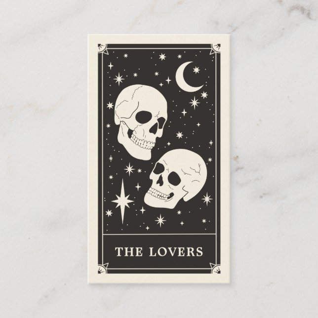 Carte de mariage Tarot Lovers Skull Save the Date (Devant)