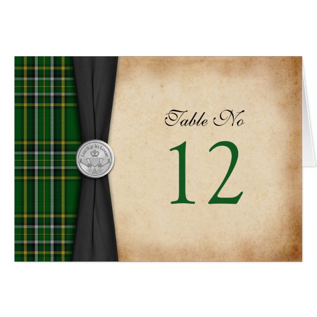 Carte de Mariage Tartan Celtic Claddagh (Devant horizontal)