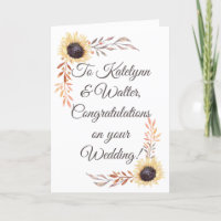 Carte de mariage tournesol avec message personnali