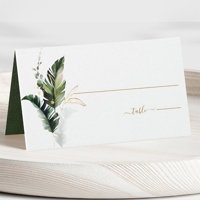 Carte de Mariage Tropical Foliage Green Gold (Créateur téléchargé)