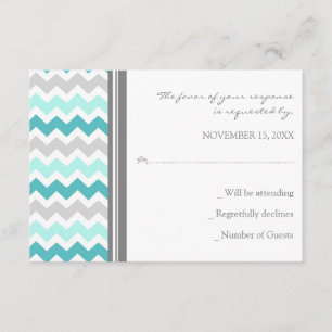 Carte de mariage turquoise grise de Chevron RSVP