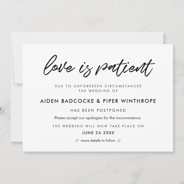 Carte de mariage typographie moderne Amour est pat (Devant)