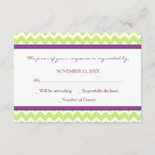 Carte de mariage verte de Chevron RSVP de prune