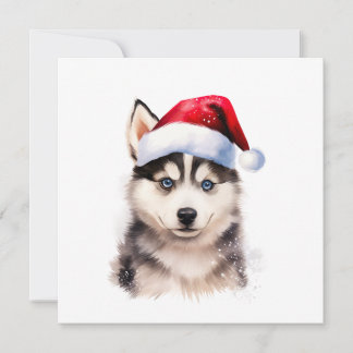 Carte de marionnette Noël Husky