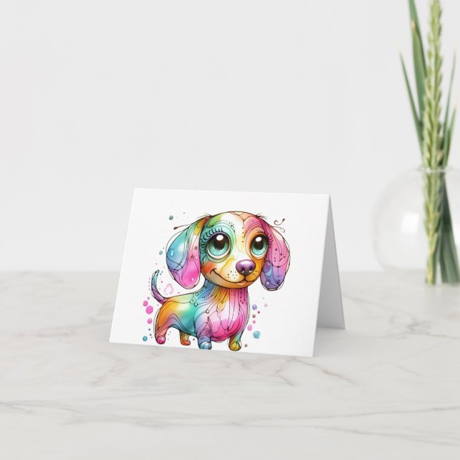 Carte de marionnettes Whimsical Dachshund pour enf (Devant)
