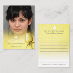 Carte de mémoire rose jaune pour commémorations et