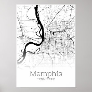 Carte de Memphis - Tennessee - Poster de carte de 