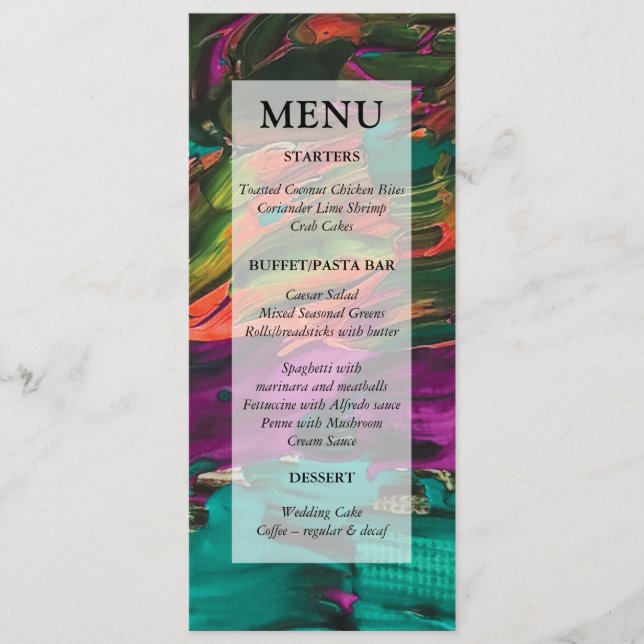 Carte de menu Abstraite Peinture Acrylique (Devant)