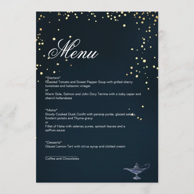 CARTE DE MENU ALADDIN (Devant)