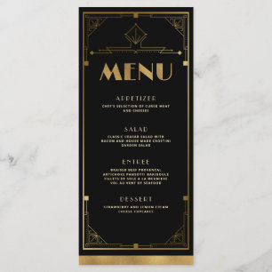 Carte de menu Art déco Gatsby Roaring 20s