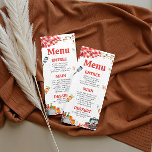 Carte de menu Baby-Q de jardin à carreaux