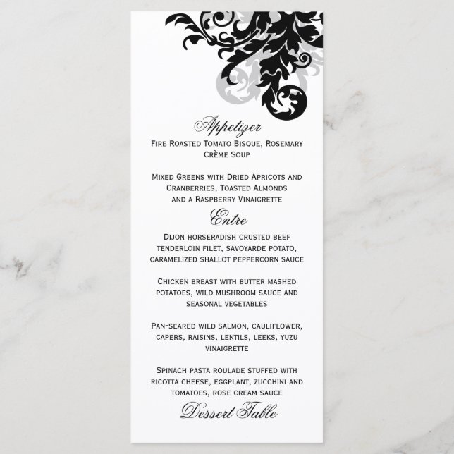 Carte de menu Black and Silver Flouring (Dos)