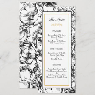 Carte de menu Black & Gold Soft Mariage élégant