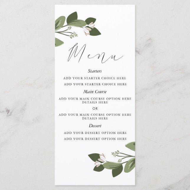 Carte de menu Blushing Sprigs (Devant)