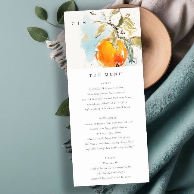 Carte de menu Boho Abstrait Orange Garden Wedding (Créateur téléchargé)