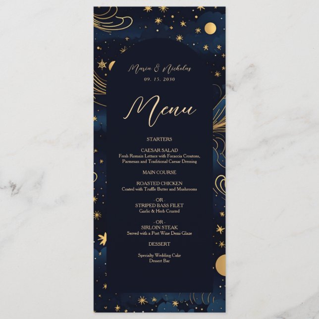 Carte de menu Boho Celestial Mariage (Devant)