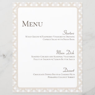Carte de menu Boho Mariage 8 1/2" X 11"