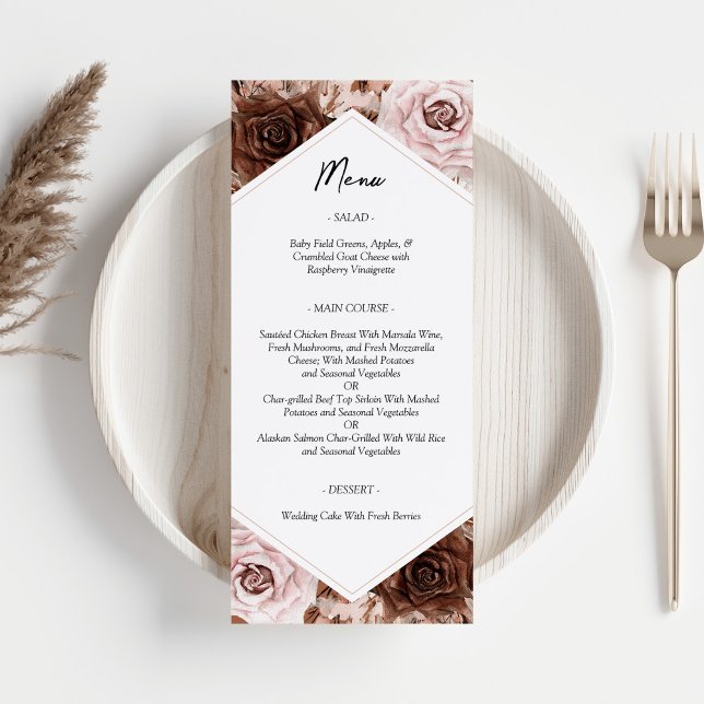 Carte de menu Boho Terracotta Printable Floral Mar (Créateur téléchargé)