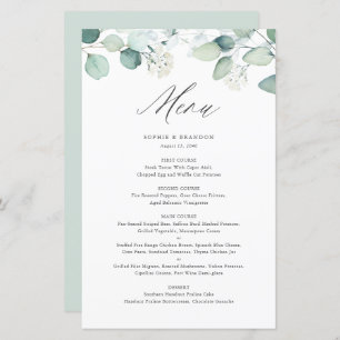 Carte de menu Boho Watercolor Eucalyptus Feuilles