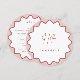 Carte de menu Bordure Rose Wavy avec nom