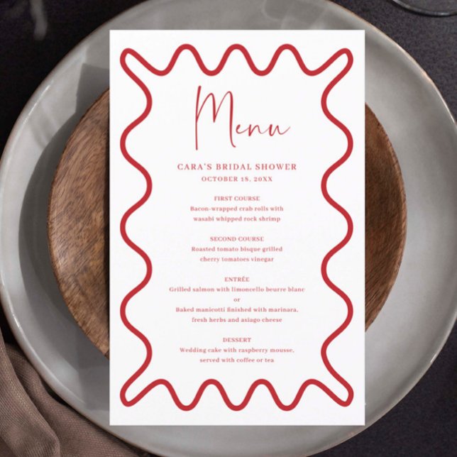 Carte de menu Bordure rouge avec nom (Créateur téléchargé)