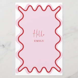 Carte de menu Bordure rouge vibre rose avec nom