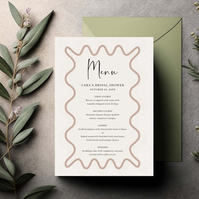 Carte de menu Bordure velours beige Taupe (Créateur téléchargé)