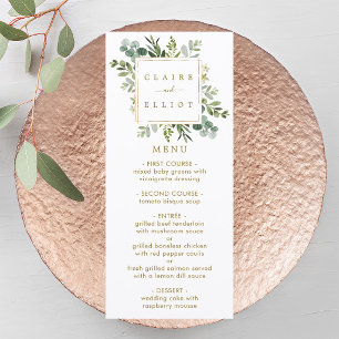 Carte de menu Botanical Gold Greenery