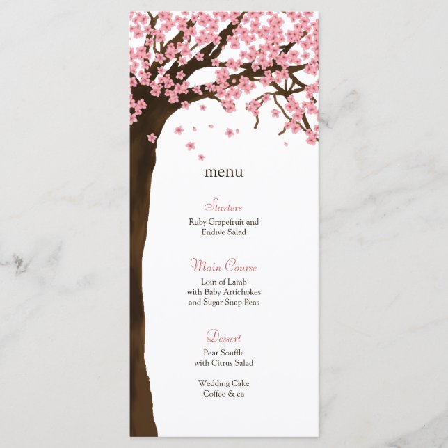 Carte de menu Cherry Blossom / Sakura Watercolor (Devant)