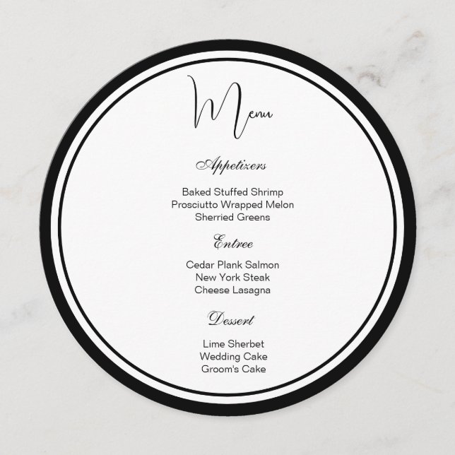 Carte de menu circulaire (Devant)