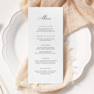 Carte de menu classique de la réception de mariage