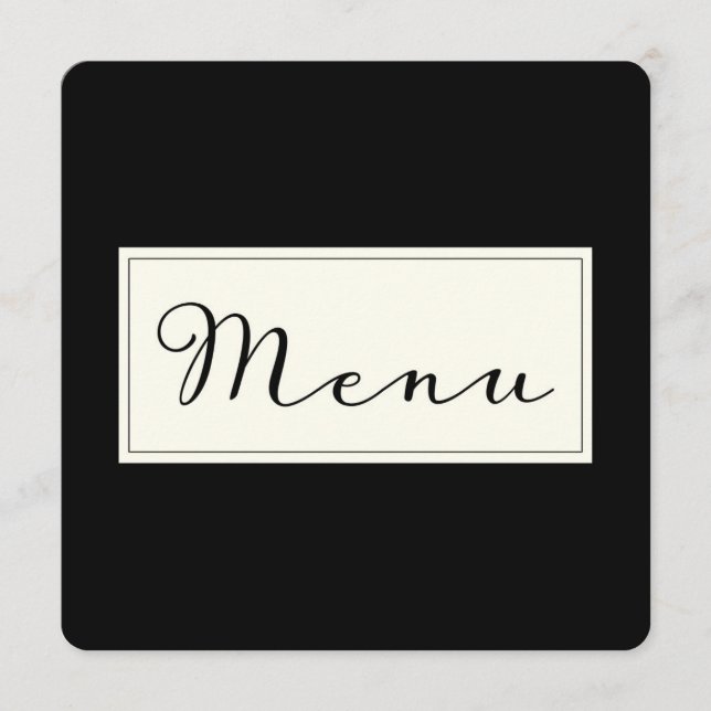 Carte de menu classique simple moderne noire DIY (Devant)