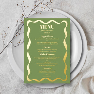 Carte de menu Coquette Bow Retro Mariage Real Foil