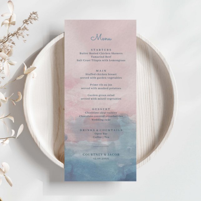 Carte de menu couleur rose et bleu (Créateur téléchargé)