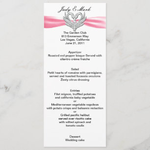 Carte de menu Cycles en argent rose Ribbon